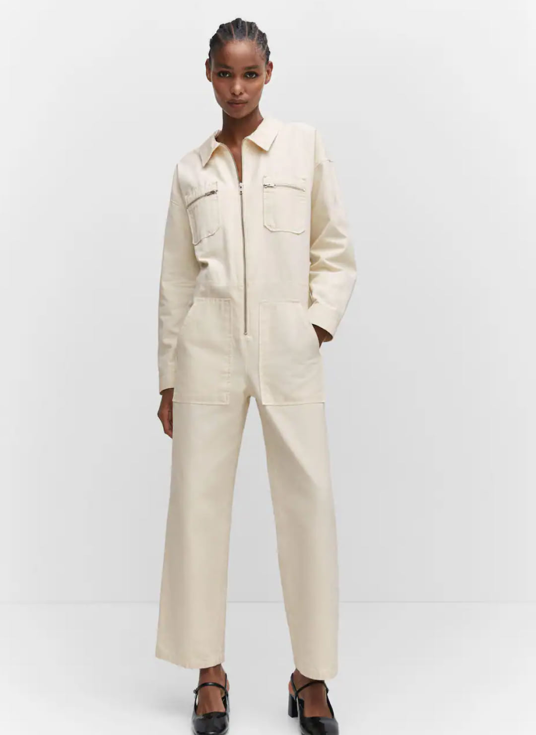 Denim zipper jumpsuit